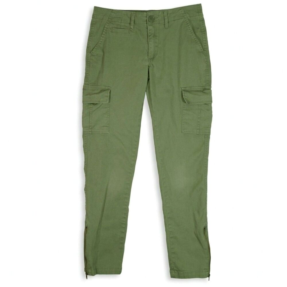 Cali 1850 Olive Green Cargo Pants 3 Zip Ankle Slim Utility Streetwear Gorpcore